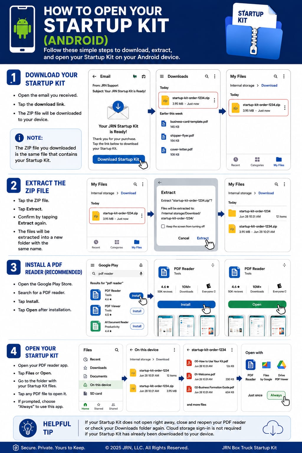 How to open your Startup Kit on Android