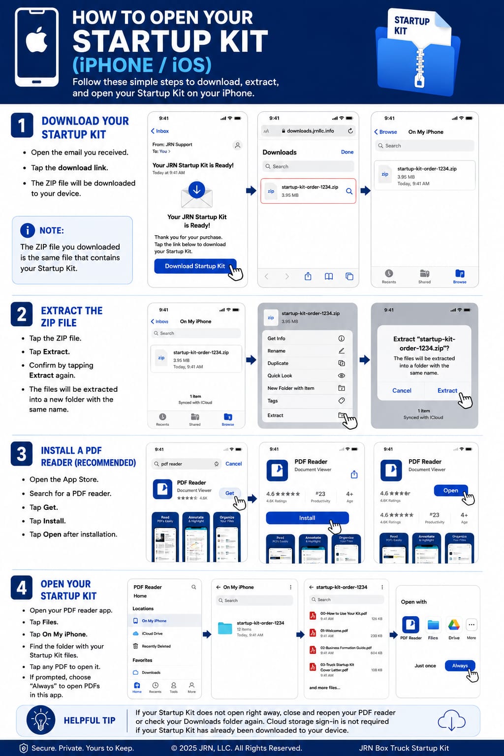 How to open your Startup Kit on iPhone with Adobe Acrobat