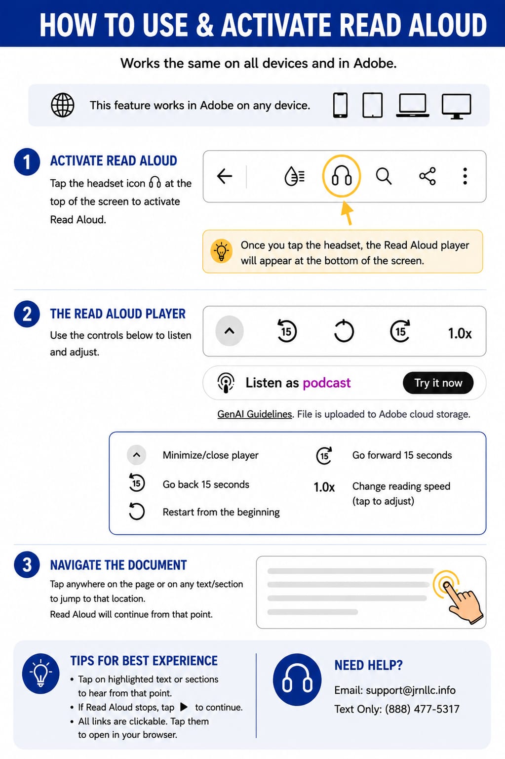 How to use and activate Adobe Read Aloud